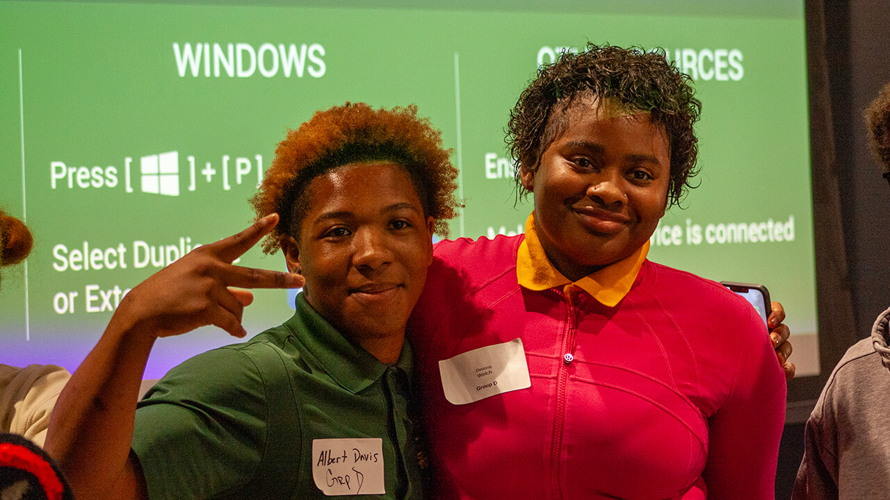 Two students taking a picture